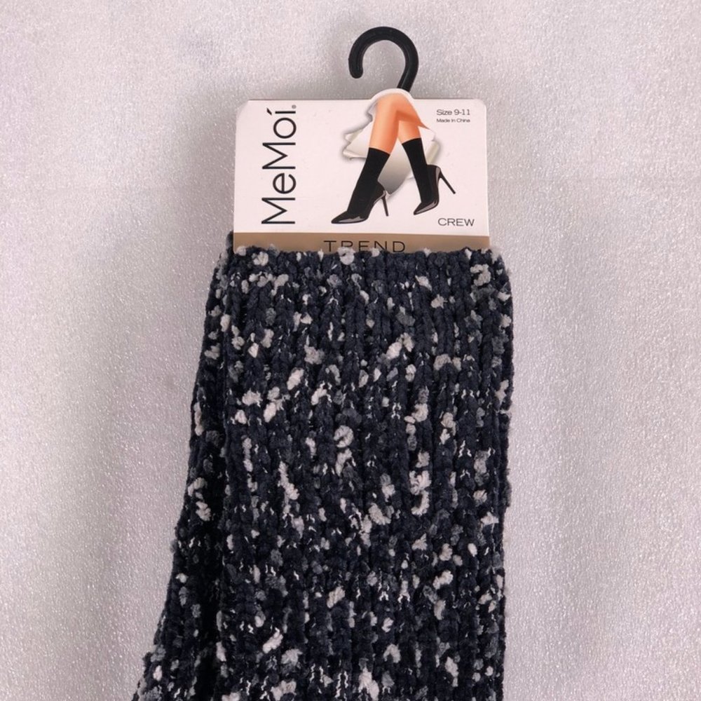 MEMOI Women's Black Confetti Cozy Crew Socks